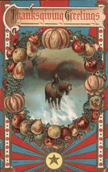 Thanksgiving Greetinsgs - Horse and Fruits Postcard