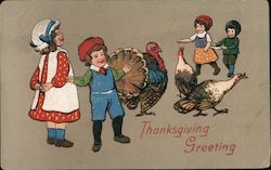 Children with Turkeys Postcard