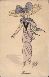 Well Dressed Woman with Large Hat Postcard