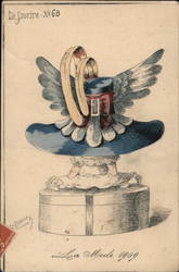 Woman with Big Blue Hat with Wings Postcard