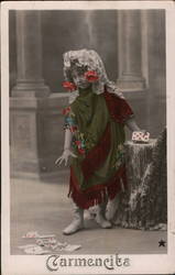 Carmencita - Little Girl and Cards Postcard