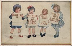 Where is we Need Her at Sunday School Postcard