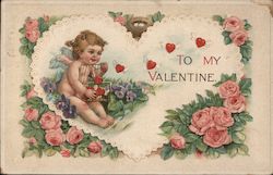 To My Valentine - Cupids and Hearts Postcard