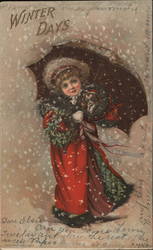 Girl Umbrella Postcard