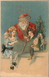 A Merry Christmas Santa Girls Postcard