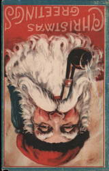 Chistmas Greetings - Santa Claus Smoking Postcard