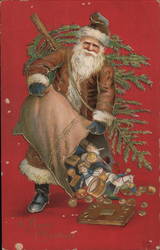 A Merry Christmas - Santa and Toys Postcard