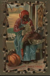 Thanksgiving Greetings - A Lone Woman Postcard