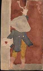 A Little Kid Holding Love Letters Watercolor Postcard