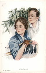 A Love Score - Man and Woman Harrison Fisher Postcard Postcard Postcard