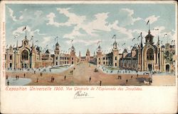 General View of Esplanade Paris Exposition 1900 Postcard