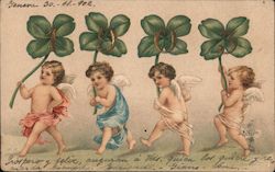 Cherubs Carrying Four Leaf Clovers 1903 Angels & Cherubs Postcard Postcard Postcard