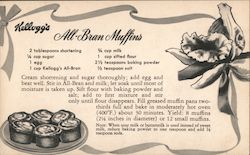 Kellogg's All-Bran Muffins Recipe Advertising Postcard Postcard Postcard
