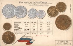 Postkarte mit Nationalflagge - Calendar and Coins Postcard