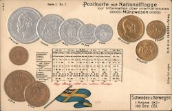 Postkarte Mit Nationalflagge - Calendar and Coins Postcard