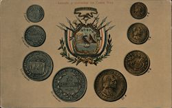 Escudo y Monedas de Costa Rica Postcard