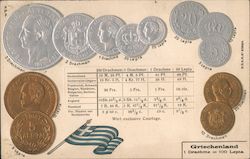Calendar and Coins - Greiechland Flag Postcard
