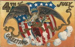 Fourth of July Greeting Eagle Flag Postcard