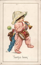 Child with Toys from Santa Claus Postcard
