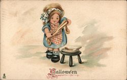 Hallowe'en - A Little Girl and a Cloth Series 803 Halloween Postcard Postcard Postcard