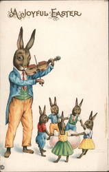 A Joyful Easter With Bunnies Postcard Postcard Postcard