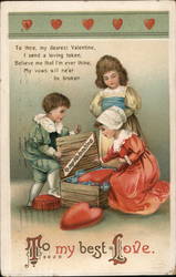 Children in Front of Box with Hearts Ellen Clapsaddle Postcard Postcard Postcard