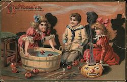 Halloween, Children Bobbing for Apples Series 150 Postcard