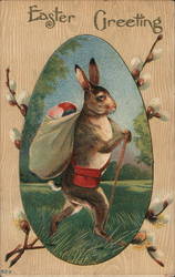 Easter Greetings - A Bunny And Eggs Postcard