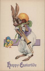 Rabbit Playing Trombone With Bunnies Postcard Postcard Postcard