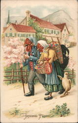 Joyeuses Pâques - A Family of Chickens Postcard