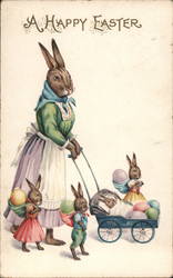 A Happy Easter Bunnies With Bunnies Postcard Postcard Postcard