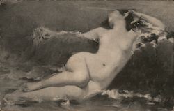 A Naked Woman in the Waves Postcard