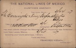 The National Lines of Mexico Customs Agency Postcard