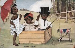 People in a Box - Home John! Postcard