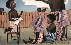A Young Preacher - Kids in the Backyard Black Americana Postcard Postcard Postcard
