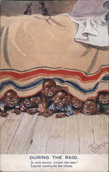 During The Raid - Children Under the Bed Postcard