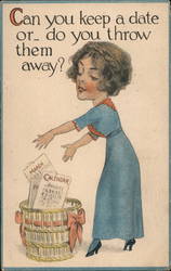 Can you keep a date or do you throw them away? Comic, Funny Postcard Postcard Postcard