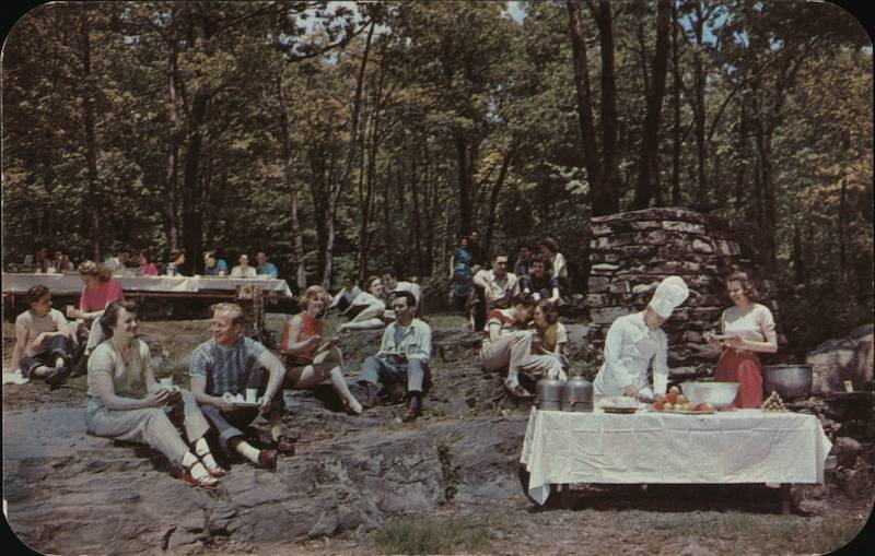 Outdoor Picnic at scenic Pocono Gardens Lodge Cresco Pennsylvania