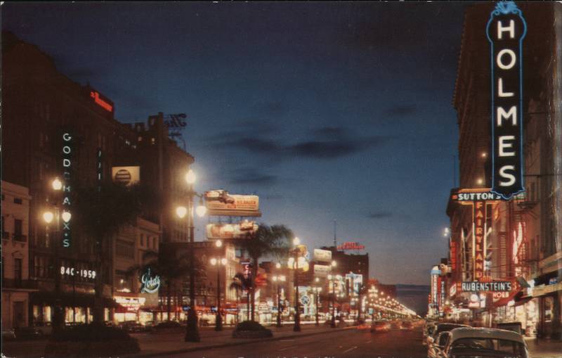 Canal Street at Night New Orleans Louisiana Hubert A. Lowman