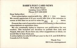 Barr's Post Card News Postcard