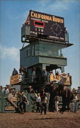 California Rodeo - Announcer booth, bucking bronc, cowboys Salinas, CA Doug Murchison Postcard Postcard Postcard