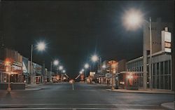 Night Scene Downtown Variety Park Hereford, TX Postcard Postcard Postcard