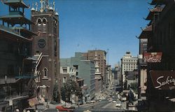 California Street - San Francisco's famous cable car streets. Postcard