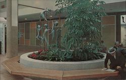 Life Size Sculptured Children Climb Amid Plantings at Midtown Plaza Postcard