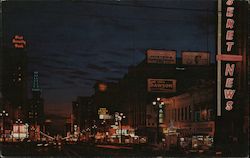 Main Street at Night Postcard