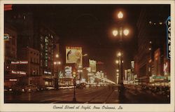 Canal Street at Night New Orleans, LA Postcard Postcard Postcard