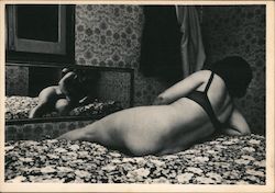 Josep Cunties - MUEBLE, Barcelona 1977 [black and white photo of naked woman viewing her reflection in a mirror