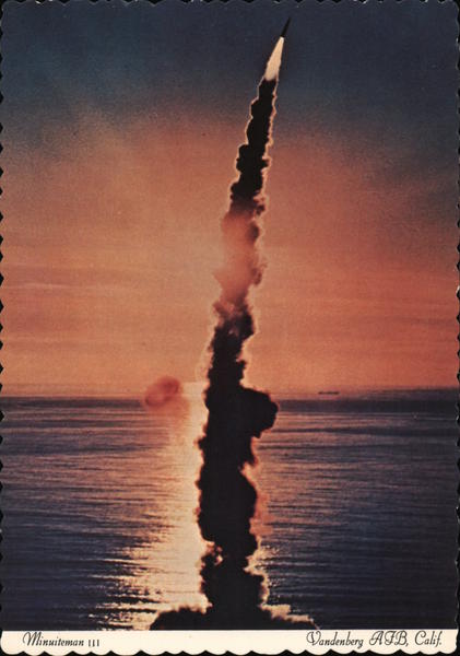 Minuteman III - Sunset launch of the rocket Vandenberg AFB California