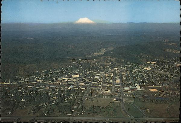 Aerial View, Mount Rainier in Distance Chehalis Washington