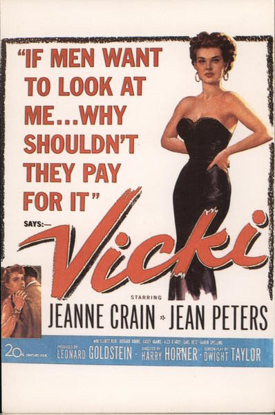 Vicki Starring Jeanne Crain and Jean Peters Movie and Television Advertising